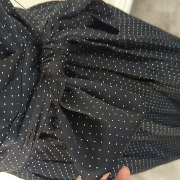 Diane von Furstenberg Polka Dot Halter Straight Leg Silk Jumpsuit Black White 4 - Picture 6 of 11